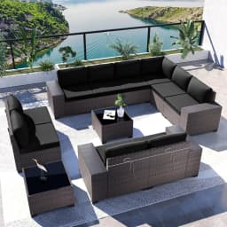 7 Pieces Outdoor Patio Furniture Set,Sectional Rattan Sofa Set Brown PE Rattan Wicker Patio Conversation Set with, Custom