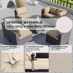 7 Pieces Outdoor Patio Furniture Set,Sectional Rattan Sofa Set Brown PE Rattan Wicker Patio Conversation Set with, Custom