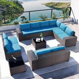 7 Pieces Outdoor Patio Furniture Set,Sectional Rattan Sofa Set Brown PE Rattan Wicker Patio Conversation Set with, Custom