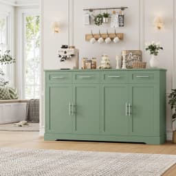 60" Large Buffet Sideboard with Storage, 36" Tall Kitchen Buffet Storage Cabinet with 4 Drawers, Modern Coffee Bar, Customized