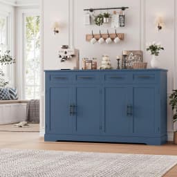 60" Large Buffet Sideboard with Storage, 36" Tall Kitchen Buffet Storage Cabinet with 4 Drawers, Modern Coffee Bar, Customized
