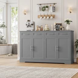60" Large Buffet Sideboard with Storage, 36" Tall Kitchen Buffet Storage Cabinet with 4 Drawers, Modern Coffee Bar, Customized