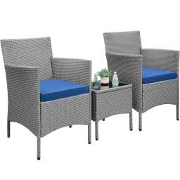 3-Piece Patio Set: PE Rattan Chairs, Cushions & Glass Table, Custom