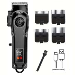 Professional Hair Clippers with LED Display, Cordless Rechargeable Trimmer & T-Blade Shaver for Men, Balding Grooming Kit