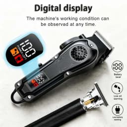 Professional Hair Clippers with LED Display, Cordless Rechargeable Trimmer & T-Blade Shaver for Men, Balding Grooming Kit