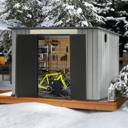 6.2x9.3 FT Outdoor Resin Storage Shed, All-Weather Double-Wall Storage Building with Sloping Roof,Lockable Doors,Ventilated Roof