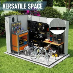 6.2x9.3 FT Outdoor Resin Storage Shed, All-Weather Double-Wall Storage Building with Sloping Roof,Lockable Doors,Ventilated Roof