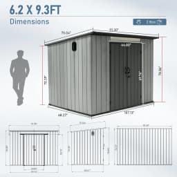 6.2x9.3 FT Outdoor Resin Storage Shed, All-Weather Double-Wall Storage Building with Sloping Roof,Lockable Doors,Ventilated Roof