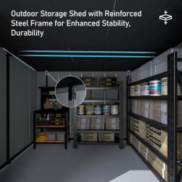 6.2x9.3 FT Outdoor Resin Storage Shed, All-Weather Double-Wall Storage Building with Sloping Roof,Lockable Doors,Ventilated Roof