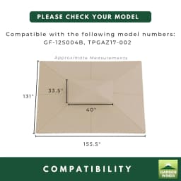 Durable 350 Replacement Canopy Top Compatible with Allen Roth 10' x 12' Gazebo Models GF-12S004B, TPGAZ17-002 -, Customized