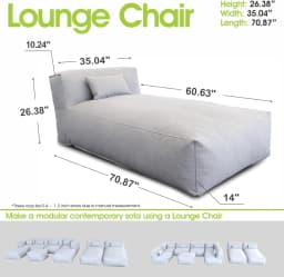 Outdoor Bean Bag Lounger Chair, Big Comfy Outdoor Daybed for Sunbathing and Tanning - Water-Resistant Patio Chaise, Customized