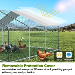 10/13/20ft Large Metal Chicken Coop Walk-In Run with Peaked Roof, Outdoor Poultry Cage Hen House for Farm Backyard