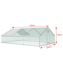 10/13/20ft Large Metal Chicken Coop Walk-In Run with Peaked Roof, Outdoor Poultry Cage Hen House for Farm Backyard