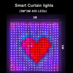400 LED Smart Curtain Lights String Lights with App Remote Control Music Sync Christmas Curtain String Outdoor Fairy Lights