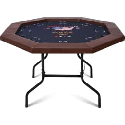 Poker Table Foldable, 8 Player Octagon Folding Portable Card Table with Padded Rail, 8 Deep Metal Cup Holders & Casino-Grade