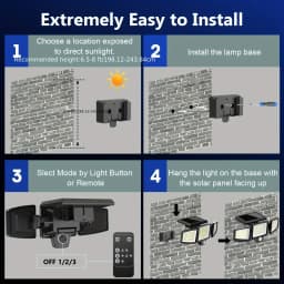 (5/4/3/2/1 Pcs) 3-Head Solar Outdoor Light, Motion Sensor Security Light with Wireless Remote Control