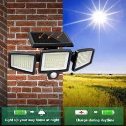 (5/4/3/2/1 Pcs) 3-Head Solar Outdoor Light, Motion Sensor Security Light with Wireless Remote Control
