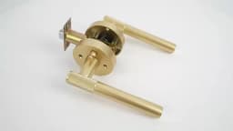 Viladepot Privacy Door Handle Front Knurled Handle Lever Matte Black Round Base Bedroom Bathroom Door Lock Reversible