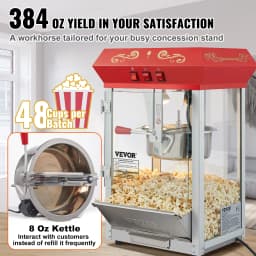 SucceBuy 8/12Oz Electric Popcorn Maker Commercial Popper Machine Automatic Corn Cookware with Scoop Spoon SUS304 Heating Tube