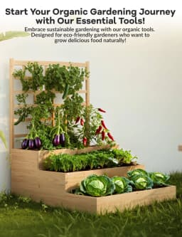 3-Tier Elevated Garden Bed with Trellis - Wooden Vertical Planter Box for Vegetables, Flowers, Herbs & Climbing Plants - Outdoor