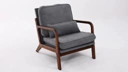 JHK Mid Century Modern Chair Solid Wooden Frame Accent Chair with Arms and Waist Cushion Reading Chairs for Adults Lounge Chair