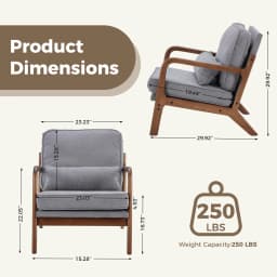 JHK Mid Century Modern Chair Solid Wooden Frame Accent Chair with Arms and Waist Cushion Reading Chairs for Adults Lounge Chair