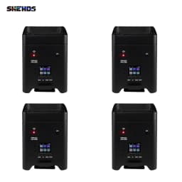 SHEHDS 4pcs Battery LED 6x18w RGBWA+UV 6in1 Par Wireless Remote Control DMX512 Phone WIFE Wash Wall Light For DJ Disco Christmas