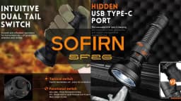 Sofirn SF26 2000lm SFT40 LED 6000K Tactical Flashlight Type-C Rechargeable Protable Powerful 21700 Torch Camping EDC Flashlight