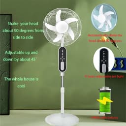 16 inch 14400mAh rechargeable battery solar rechargeable fan with solar panel, 2 bulbs, remote control function, 9 wind speeds