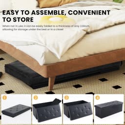 JHK 43 Inches Leather Folding Ottoman Storage Footstool Toy Box Bedroom Bench Load 660 lbs Foot Rest Stool For Living Room