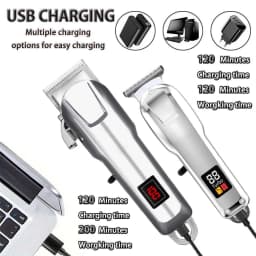 Cordless Electric Hair Clippers for Men,Professional Barber Clippers and Trimmers Set for Hair Cutting Kit with LED Display