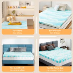 JHK 2-4 Inch Gel Memory Foam California King Mattress Topper Cooling Mattress Soft and Breathable Bed Topper Bedroom Furniture