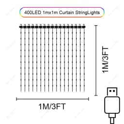 2m*2m/3m Smart Curtain Lights Bluetooth App LED String RGB Fairy Lights DIY Music Change Display for Window Bedroom Decoration