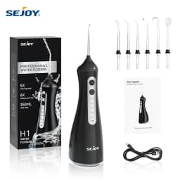 Sejoy Electric Oral Irrigator Water Dental Flosser Pick for Teeth Cordless 350ML Water Tank,6 Cleaning Modes, IPX7 for Home