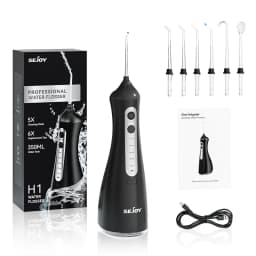 Sejoy Electric Oral Irrigator Water Dental Flosser Pick for Teeth Cordless 350ML Water Tank,6 Cleaning Modes, IPX7 for Home