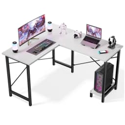 JHK 50 Inch L Shaped Desk Computer Gaming Desks Corner Office Table with CPU Shelf for Home Study Writing Work Station for Office