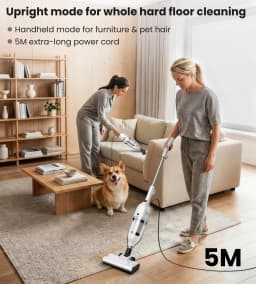 R7 Corded Stick Vacuum Cleaner 600W 20Kpa Powerful Suction Household Handheld Stick Vacuum 3 in 1 Lightweight Cleaner for Home Carpet