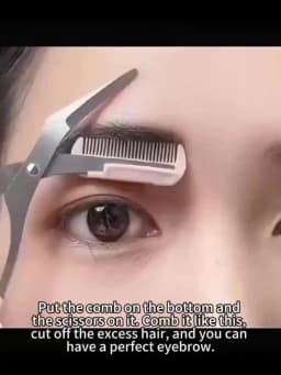 Pink Eyebrow Trimming Scissors with Built-in Comb - Stainless Steel, Precise Grooming Tool, Creating Perfect Eyebrows