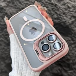Luxury Magnetic Shockproof Phone Case For iPhone 16 15 14 13 12 11 Pro Max Plus Pro Funda Stand Glass Lens Protection Back Cover