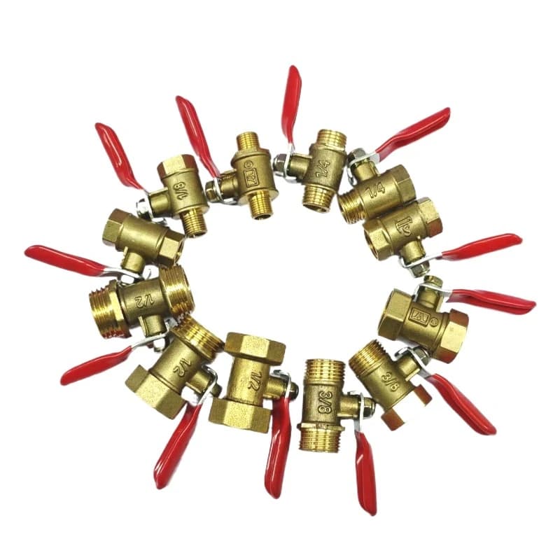 1/8' 1/4' 3/8' 1/2' Brass Small Ball Valve Female/Male Thread Brass Valve Connector Joint Copper Pipe Fitting Coupler Adapter