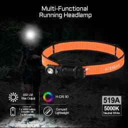 ACEBEAM H16 Super Lightweight Headlamp AA battery LED Right Angle Light EDC Flashlight, Available 5000K CRI 90/6500K 1000 lumens