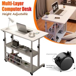 Multi-Layer Standing Desk Height Adjustable Wooden Computer Desk Workstation Work Table Bedside Table for Home Office