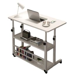 Multi-Layer Standing Desk Height Adjustable Wooden Computer Desk Workstation Work Table Bedside Table for Home Office