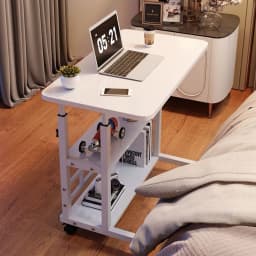 Multi-Layer Standing Desk Height Adjustable Wooden Computer Desk Workstation Work Table Bedside Table for Home Office