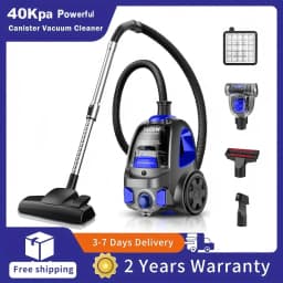 Canister Vacuum Cleaner, 40Kpa 1600W Powerful,3.7QT Large Dust Cup Vacuum for Hard Floors, Carpets, Pet Hair