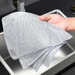 1/50pcs Magic Dishcloth Silver Wire Cleaning Kitchen Cloth Thickened Microfiber Wash Towel Built-in Sponge Steel Wire Ball Rag
