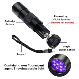 9/12 LED Protable UV Flashlight Black Light 395 NM Ultraviolet Torch Blacklight Detector for Dog Urine Pet Stain and Bed Bug