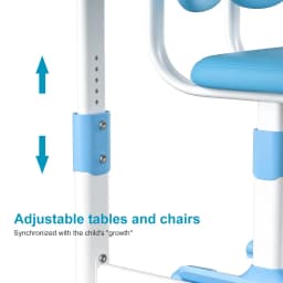 Small Desk, Kids Study Desk Chair Set, Height Adjustable Children School Study Table Chair Set with Sitting Corrector, Ergonomic