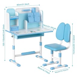 Small Desk, Kids Study Desk Chair Set, Height Adjustable Children School Study Table Chair Set with Sitting Corrector, Ergonomic
