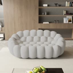 Sdorens 78'' Modern Curved Boneless Sofa Comfy 3D Knitted Fabric Loveseat Couch Football-Shaped Lazy Floor Sofas for Living Room